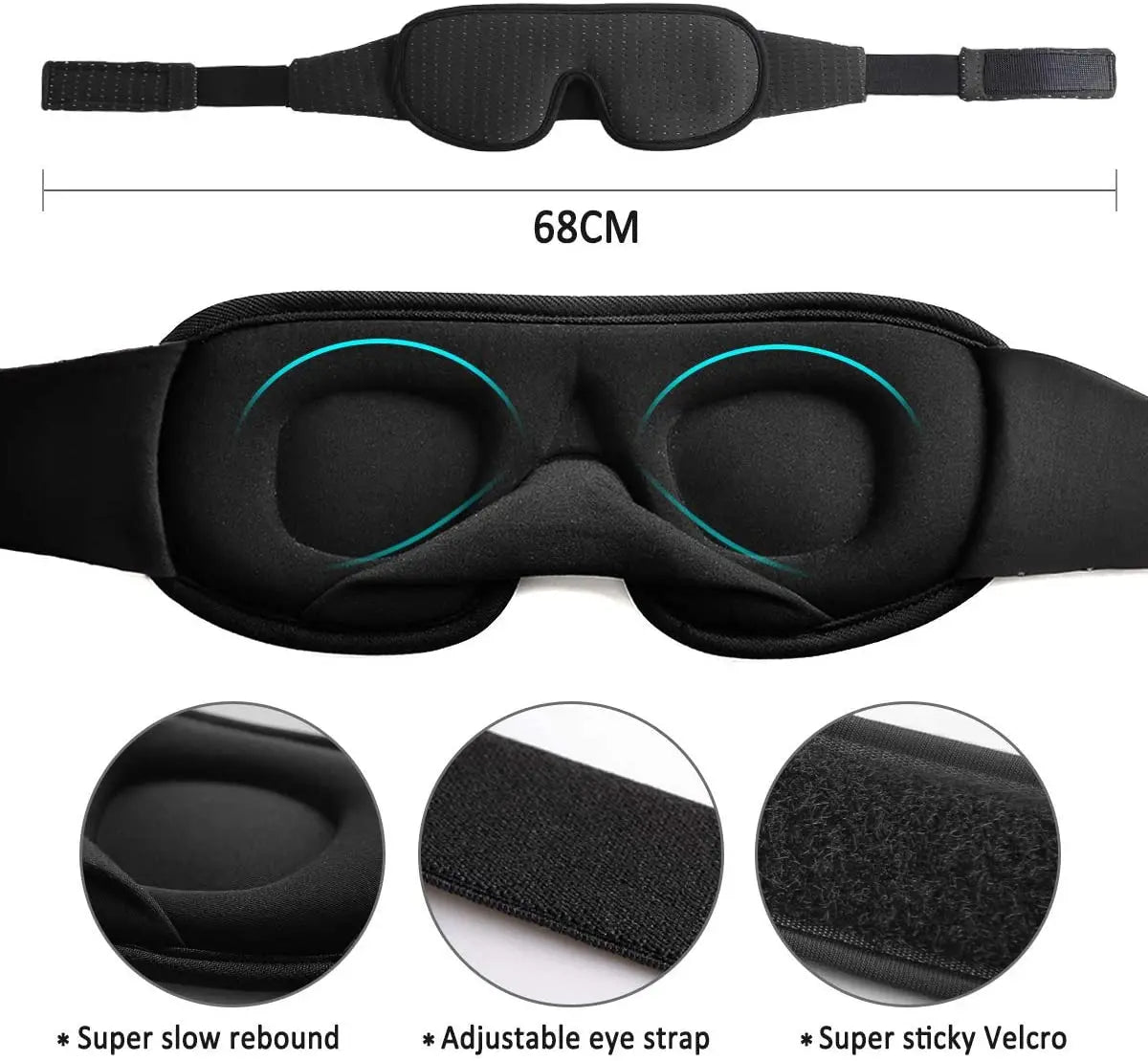Contoured 3D Sleep Mask – Total Blackout