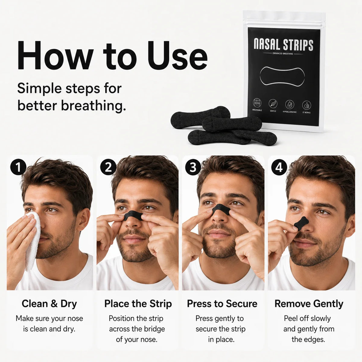 Nasal Strips for Easier Breathing – 10 or 20 Pack